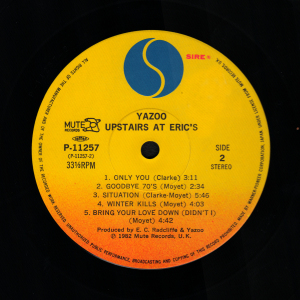 Upstairs At Eric's - Japan Album - Label B